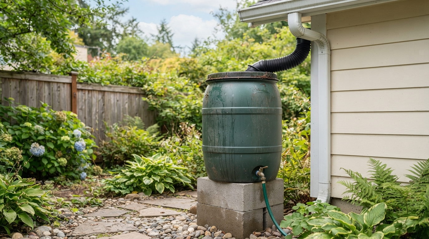 55-Gallon Rain Barrel Collection System