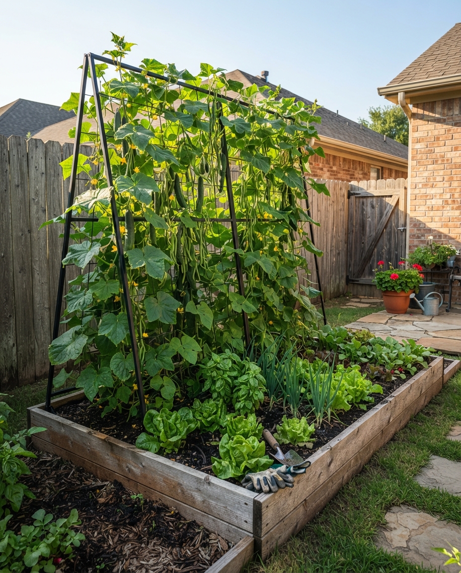 Add a Trellis to the North or Back Side of the Bed