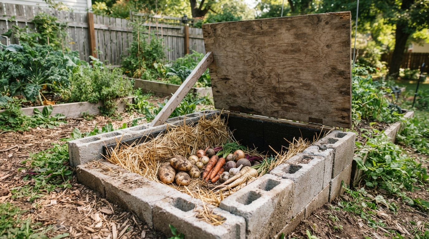 Cinder Block Root Cellar Storage Box