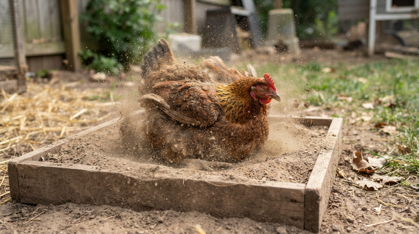 Give Chickens a Dedicated Dust Bath to Redirect a Core Instinct